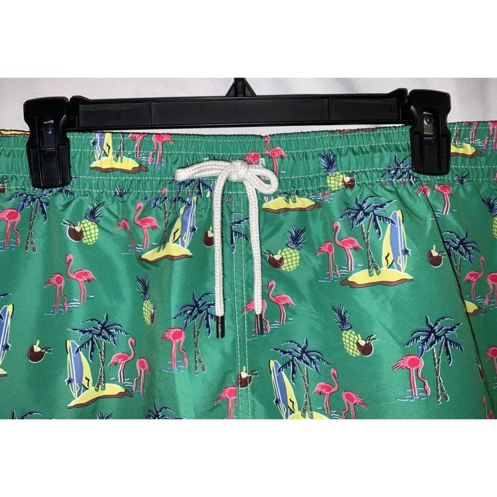 NWT Men's Polo Ralph Lauren Green Tropical Print‎ Lined Swim Trunks 3XLT Tall